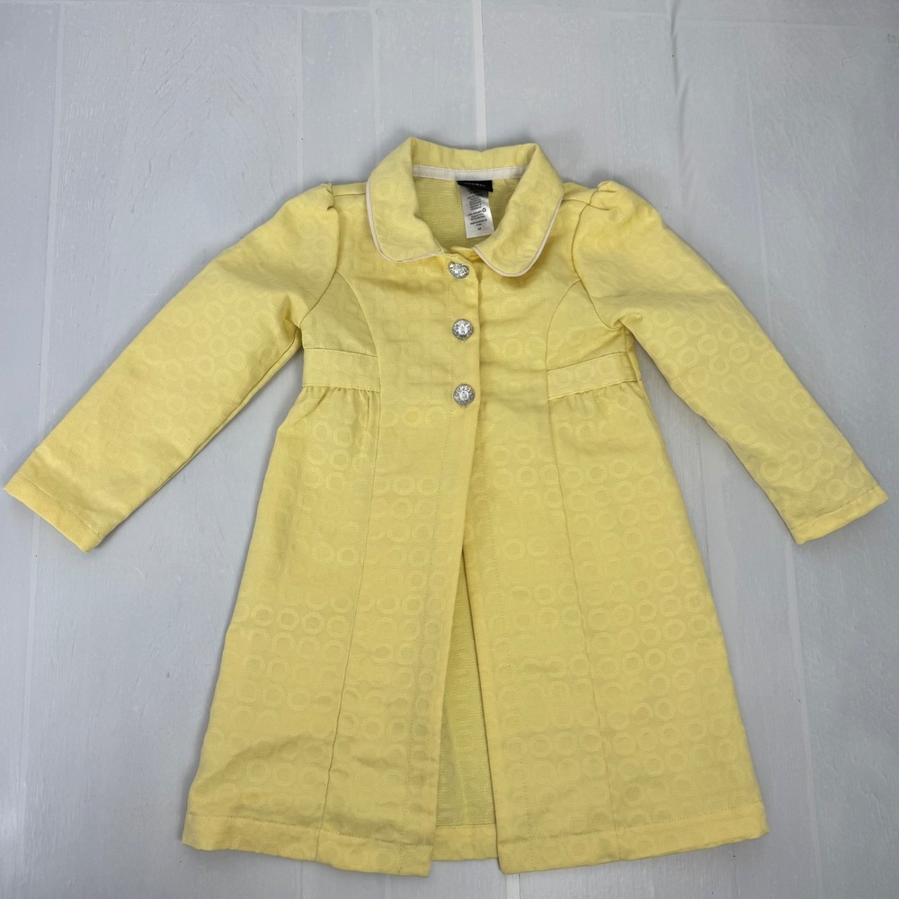 Holiday Editions Dress Coat Girls 4T Yellow Easter Spring Pastel Gem Buttons